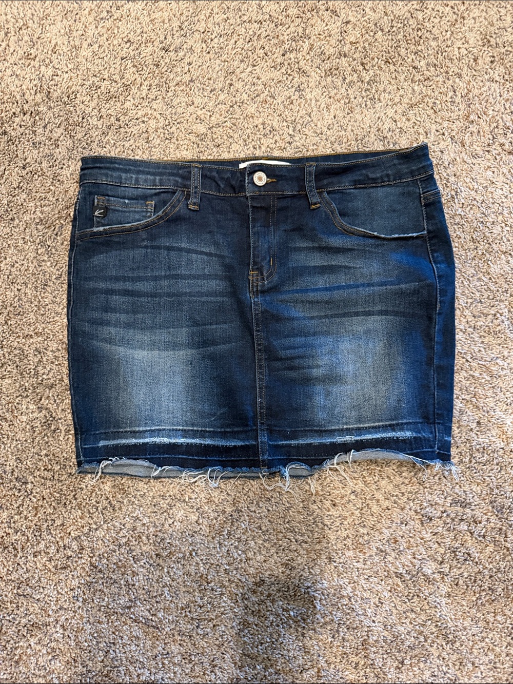 KanCan Dark Blue Distressed Denim Mini Skirt